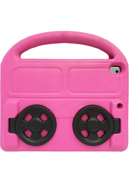 iPad 10.2 8.Nesil Uyumlu Wheel Car Tekerlek Standlı Tablet Eva Silikon Kılıf-Yeşil