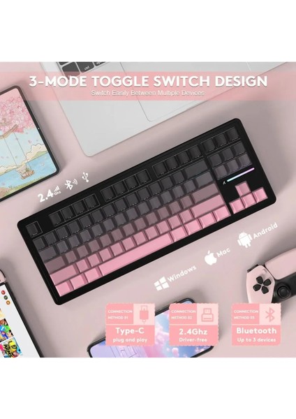 Attack Shark M87 Prov2 White Switch Mekanik Rgb Triplemode E-Sports Profesyonel Gaming Oyuncu Klavye fiyatları