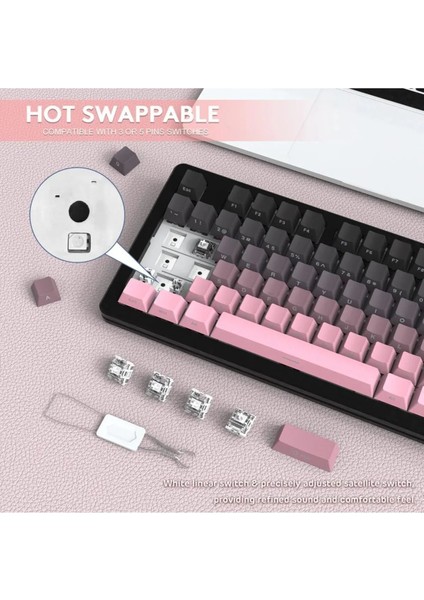 Attack Shark M87 Prov2 White Switch Mekanik Rgb Triplemode E-Sports Profesyonel Gaming Oyuncu Klavye modelleri