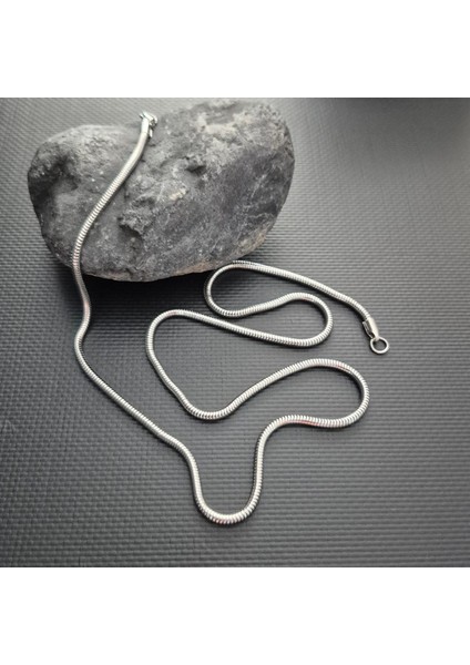 Çelik Gümüş Renk Erkek Boru Zincir Kolye