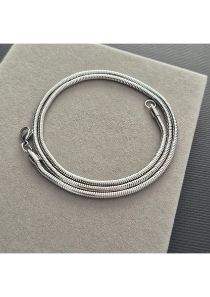 Çelik Gümüş Renk Erkek Boru Zincir Kolye indirimleri