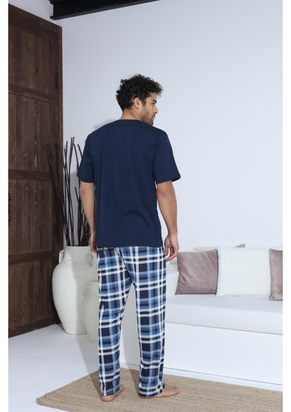 Erkek 70042 Kısa Kol Yaka Düğmeli Pijama Takımı Lacivert fiyatları