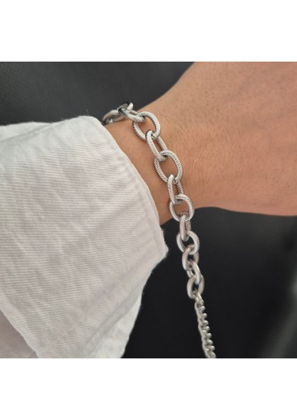 Çelik Gümüş Renk Zincir Kadın Bileklik fiyatları