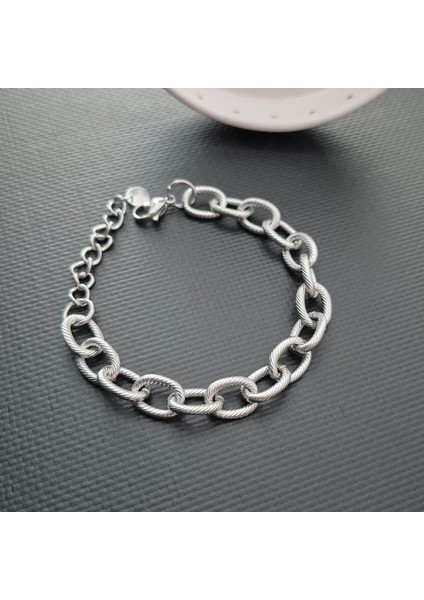 Çelik Gümüş Renk Zincir Kadın Bileklik modelleri
