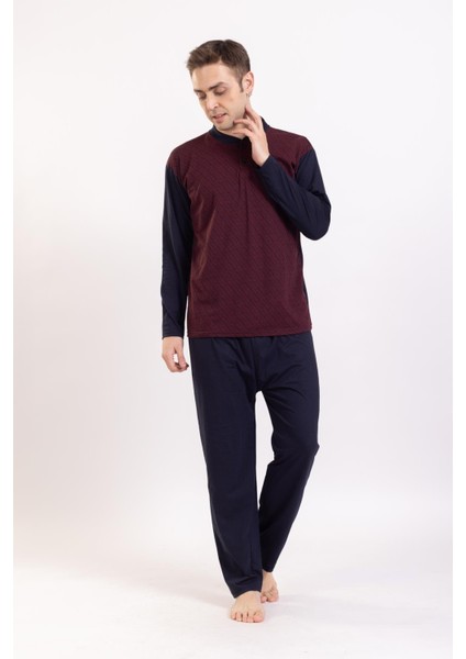 Erkek 1090 Uzun Kol Süprem Pijama Takımı Bordo