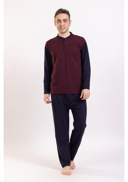 Erkek 1090 Uzun Kol Süprem Pijama Takımı Bordo