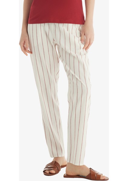 Kadın Pantolon 60560 - Bordo Çizgili