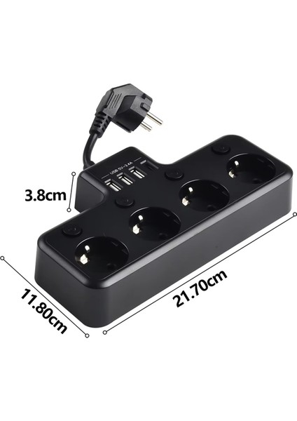 16A 4000W 4 Yollu Priz Tek Tek Değiştirilebilir Çoklu USB Portlu Çoklu Enterpole Edilmiş Kablo Ab Fişi (Yurt Dışından)