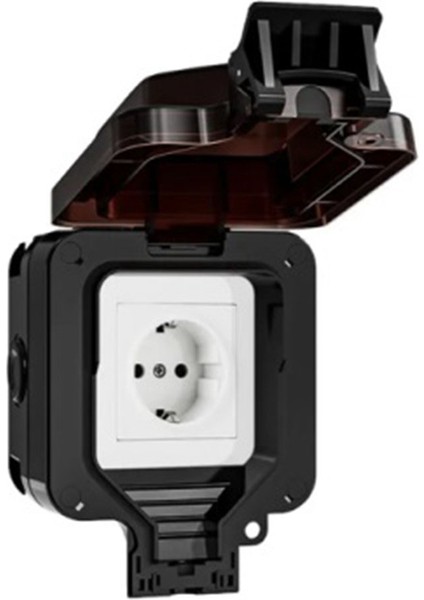 IP66 Su Geçirmez Priz 220V Siyah Duvar Fişi Dahili Anahtarlı Güç Elektrikli Ab Ev Aletleri (A) (Yurt Dışından)