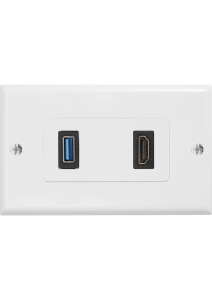 1x 2port HDMI + USB 3.0 Dişi Duvar Yüzü Plaka Paneli Çıkış Soketi Genişletici Beyaz (Yurt Dışından) modelleri