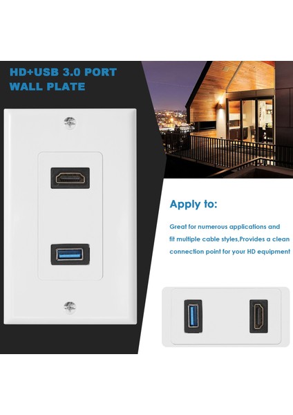 1x 2port HDMI + USB 3.0 Dişi Duvar Yüzü Plaka Paneli Çıkış Soketi Genişletici Beyaz (Yurt Dışından) indirimleri