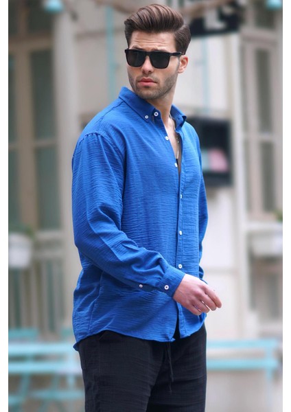 Camel Uzun Kollu Oversize Erkek Gömlek 6735