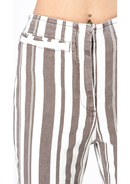 Flare Önden Cepli Çift Renk Denim Pantolon