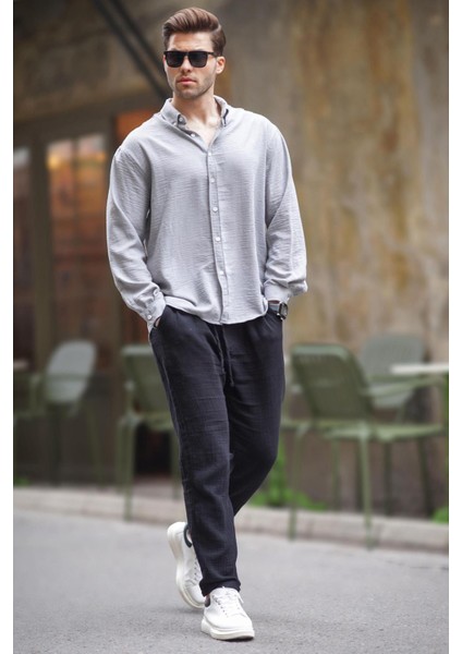 Camel Uzun Kollu Oversize Erkek Gömlek 6735