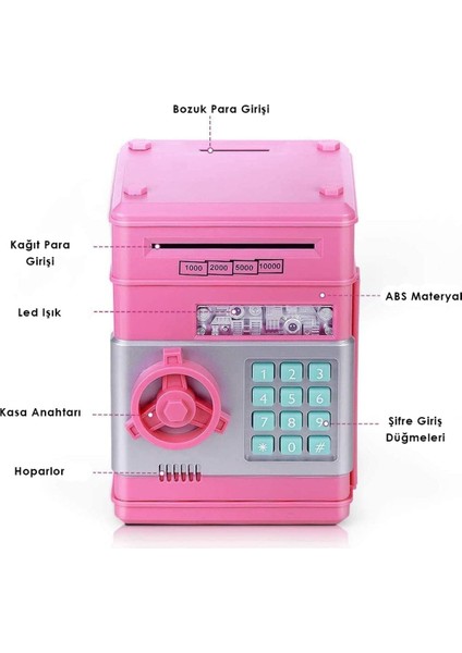 Banka Kasası Kumbarası Şifreli Çevirmeli Çocuklar Için Hediyelik Elektronik Güvenlikli Kumbara Atm fırsatları