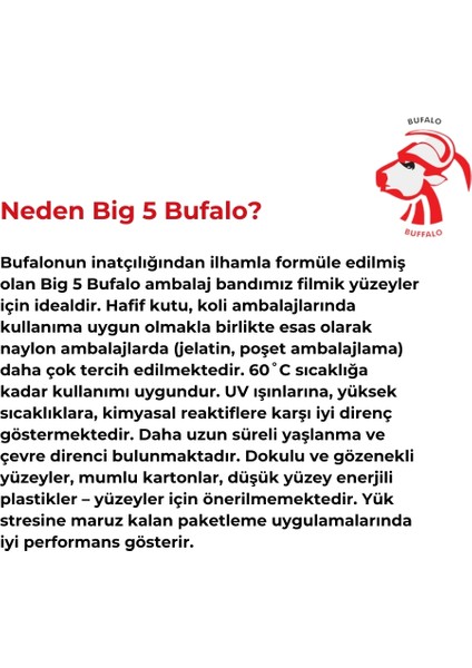 | Bufalo Koli Bandı, 45 mm x 100 m, Şeffaf, Su Bazlı Akrilik Tutkal, Sararma Yapmaz indirimleri