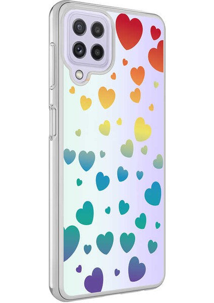 Galaxy M22 Kılıf Zore M-Blue Desenli Kapak-Heart NO3-8680436357873-OTNV67357
