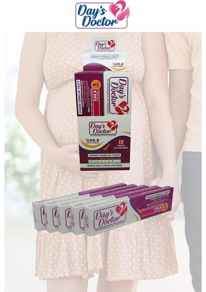 Erken Hızlı Hamilelik-Hamilelik Testi | Day's Doctor | Pratik | Hijyenik | %99,8 | 5 Adet