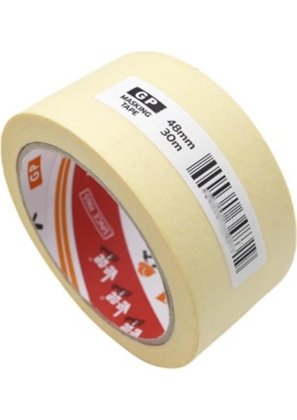 | Gp Maskeleme Bandı, 48 mm x 30 M, Bej, Krepe Kâğıt Tabanlı, Boya Uygulamaları İçin İdeal