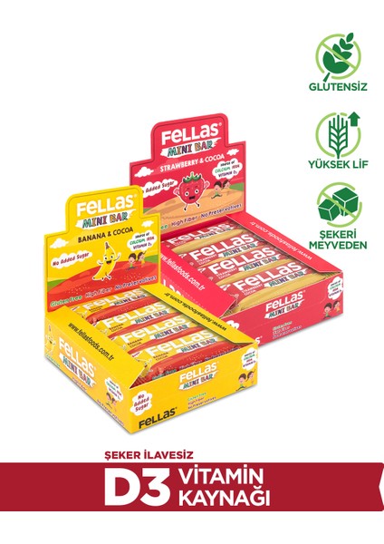 Fellas Kids Meyve Bar 28 G Süper Ikili Kutu 24 Adet - Muzlu x 12 Adet + Çilekli x 12 Adet