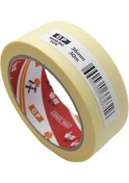 | Gp Maskeleme Bandı, 36 mm x 30 M, Bej, Krepe Kâğıt Tabanlı, Boya Uygulamaları İçin İdeal