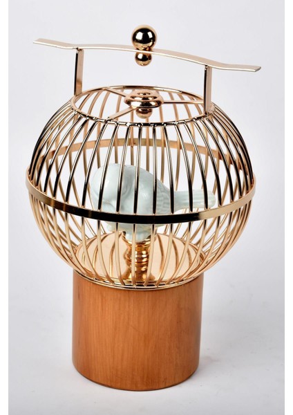 Seta Regina Decor Ahşap Ayak Papağan Küre Kafes Gold 32 cm