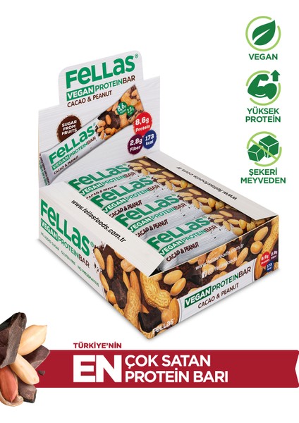 Vegan Protein Bar - Yer Fıstığı ve Kakaolu 40G x 12 Adet