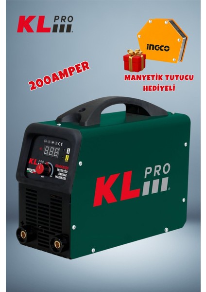 KLMMA200 200 Amper Inverter Kaynak Makinesi + Manyetik Tutucu Hediyeli