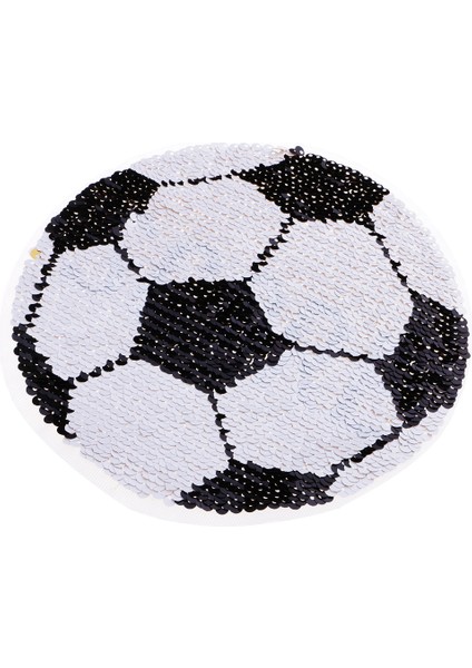 Puan Işlemeli Futbol Sequins Patch Paillette Aplike Tersinir Renk Siyah Beyaz 18CM (Yurt Dışından)