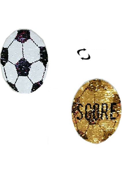 Puan Işlemeli Futbol Sequins Patch Paillette Aplike Tersinir Renk Siyah Beyaz 18CM (Yurt Dışından) modelleri