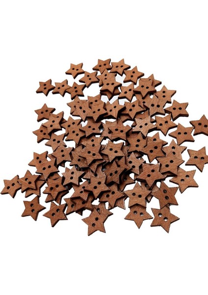 100 Shabby Chic Star Ahşap Düğmeleri Scrapbooking Craft Için 2 Delik Düz (Yurt Dışından)