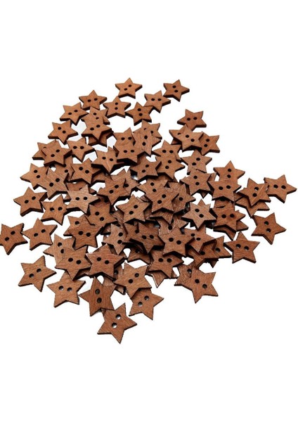 100 Shabby Chic Star Ahşap Düğmeleri Scrapbooking Craft Için 2 Delik Düz (Yurt Dışından)