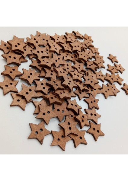 100 Shabby Chic Star Ahşap Düğmeleri Scrapbooking Craft Için 2 Delik Düz (Yurt Dışından)