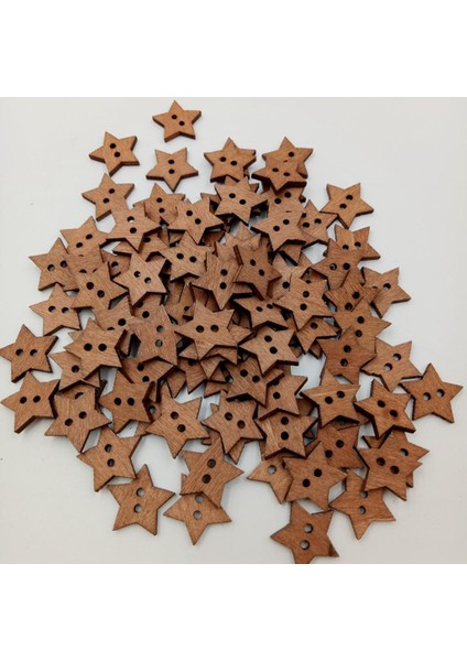 100 Shabby Chic Star Ahşap Düğmeleri Scrapbooking Craft Için 2 Delik Düz (Yurt Dışından)