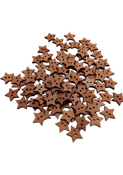 100 Shabby Chic Star Ahşap Düğmeleri Scrapbooking Craft Için 2 Delik Düz (Yurt Dışından)