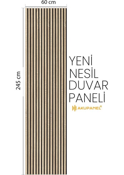 Flex 60X245 cm Meşe Renk Akustik Ahşap Duvar Paneli fiyatları