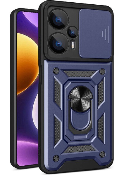 Xiaomi Poco F5 Kılıf Magnetik Standlı Kamera Korumalı Zore Sürgülü Vega KAPAK-MAVI-8680436747582-OTN