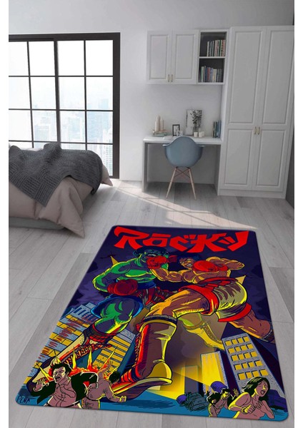 Kaymaz Taban Makinada Yıkanabilir Dijital Baskı Modern Desenli Çocuk Genç Odası Halısı Dot Taban Halı WLD27