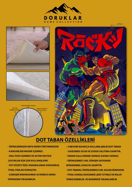 Kaymaz Taban Makinada Yıkanabilir Dijital Baskı Modern Desenli Çocuk Genç Odası Halısı Dot Taban Halı WLD27