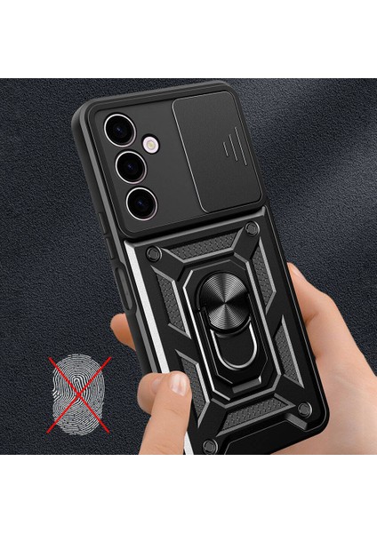 Galaxy A24 Kılıf Magnetik Standlı Kamera Korumalı Zore Sürgülü Vega KAPAK-SIYAH-8680436690567-OTNV10