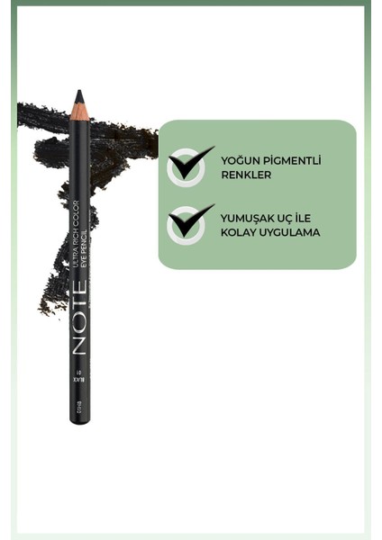 Note Ultra Rich Color Siyah Göz Kalemi 1,14 g Suya Dayanıklı Yarı Mat İnce Uç Uzun Süre Kalıcı