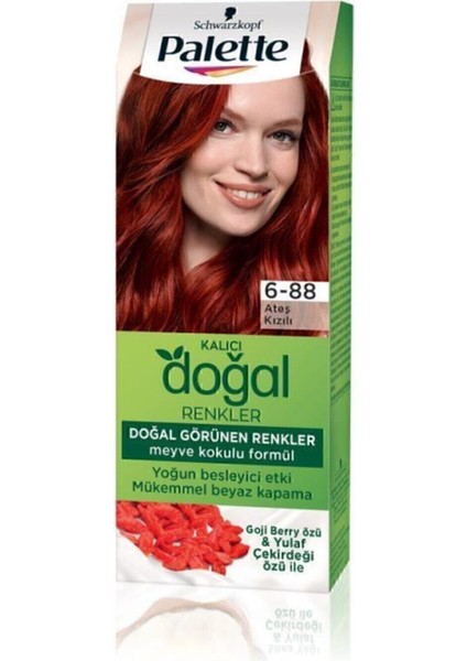 Kalıcı Doğal Renkler Saç Boyası 6-88 Ateş Kızılı fiyatları