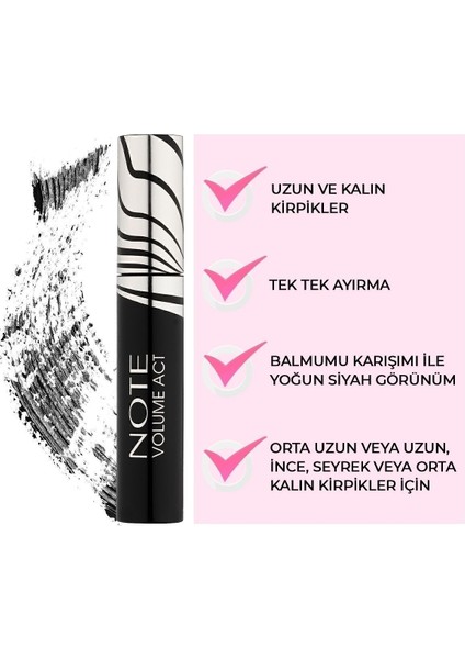 Note Siyah Maskara Büyük Boy – Hacim, Kıvırma ve Uzatma Etkili, Paraben ve Parfüm İçermeyen Formül fiyatları
