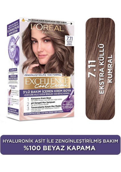 L’oréal Paris Excellence Cool Creme Saç Boyası – 7.11 Ekstra Küllü Kumral