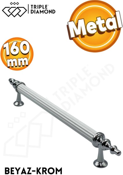 160 mm Metal Beyaz Krom Çekmece Kulpları Mutfak Dolap Mobilya Kulpu 1 Adet ( 16 cm ) = 160 mm