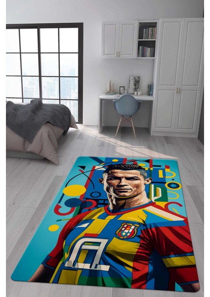 Kaymaz Taban Makinada Yıkanabilir Dijital Baskı Modern Desenli Çocuk Genç Odası Halısı Dot Taban Halı WLD04