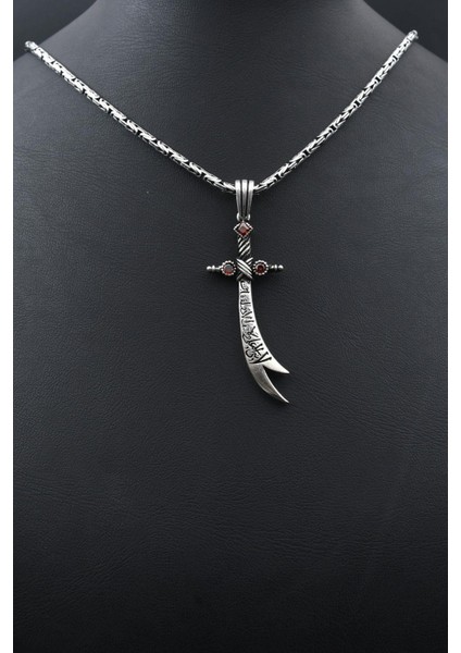 Zülfikar Hz. Ali'nin Kılıcı Kolye Kral Zincir 2 mm 925 Ayar Gümüş 901577 fırsatları