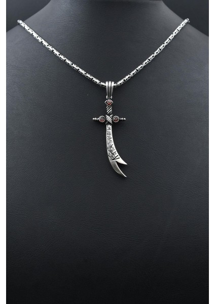 Zülfikar Hz. Ali'nin Kılıcı Kolye Kral Zincir 2 mm 925 Ayar Gümüş 901577 indirimleri