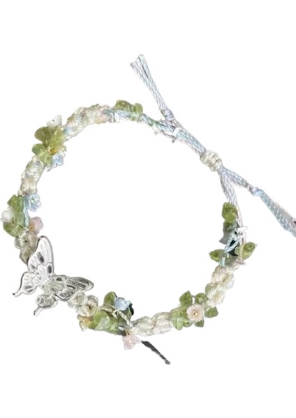 Ip Takılar, El Yapımı Doğal Taş Çakıl Bileklik, Dokuma Ip, Orman Tarzı Dokuma El Takıları (Yurt Dışından)