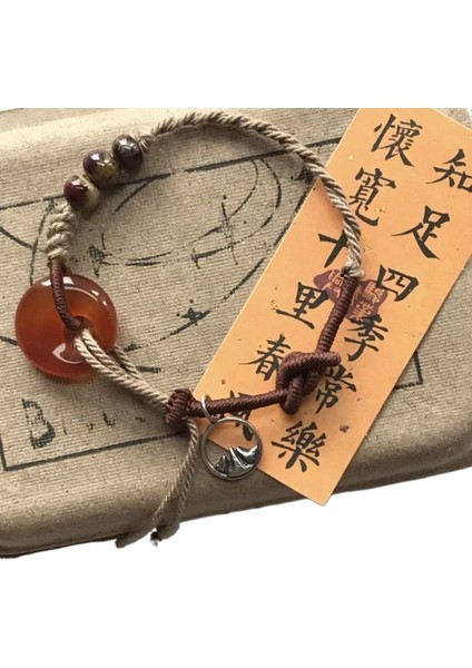 Ip Takılar, El Yapımı Doğal Taş Çakıl Bileklik, Dokuma Ip, Orman Tarzı Dokuma El Takıları (Yurt Dışından)